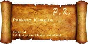 Paskesz Klaudia névjegykártya